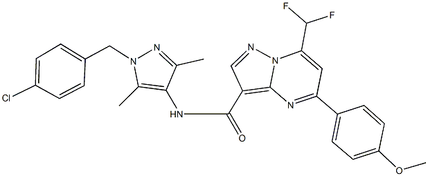 N-[1-(4-chlorobenzyl)-3,5-dimethyl-1H-pyrazol-4-yl]-7-(difluoromethyl)-5-(4-methoxyphenyl)pyrazolo[1,5-a]pyrimidine-3-carboxamide Struktur