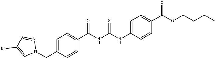 butyl 4-{[({4-[(4-bromo-1H-pyrazol-1-yl)methyl]benzoyl}amino)carbothioyl]amino}benzoate Struktur