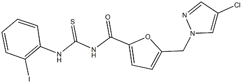 N-{5-[(4-chloro-1H-pyrazol-1-yl)methyl]-2-furoyl}-N'-(2-iodophenyl)thiourea Struktur