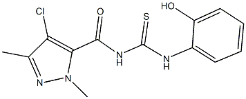 N-[(4-chloro-1,3-dimethyl-1H-pyrazol-5-yl)carbonyl]-N'-(2-hydroxyphenyl)thiourea Struktur