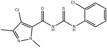 N-[(4-chloro-1,3-dimethyl-1H-pyrazol-5-yl)carbonyl]-N'-(2-chlorophenyl)thiourea Struktur