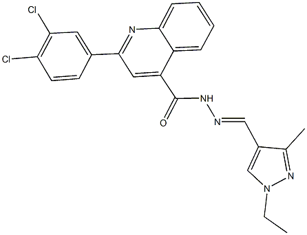 2-(3,4-dichlorophenyl)-N'-[(1-ethyl-3-methyl-1H-pyrazol-4-yl)methylene]-4-quinolinecarbohydrazide Struktur