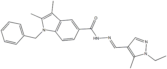 1-benzyl-N'-[(1-ethyl-5-methyl-1H-pyrazol-4-yl)methylene]-2,3-dimethyl-1H-indole-5-carbohydrazide Struktur