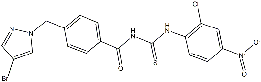 N-{4-[(4-bromo-1H-pyrazol-1-yl)methyl]benzoyl}-N'-{2-chloro-4-nitrophenyl}thiourea Struktur