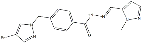 4-[(4-bromo-1H-pyrazol-1-yl)methyl]-N'-[(1-methyl-1H-pyrazol-5-yl)methylene]benzohydrazide Struktur