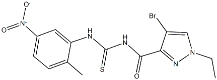 N-[(4-bromo-1-ethyl-1H-pyrazol-3-yl)carbonyl]-N'-{5-nitro-2-methylphenyl}thiourea Struktur