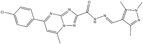 5-(4-chlorophenyl)-7-methyl-N'-[(1,3,5-trimethyl-1H-pyrazol-4-yl)methylene][1,2,4]triazolo[1,5-a]pyrimidine-2-carbohydrazide Struktur