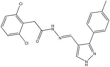 2-(2,6-dichlorophenyl)-N'-{[3-(4-methylphenyl)-1H-pyrazol-4-yl]methylene}acetohydrazide Struktur