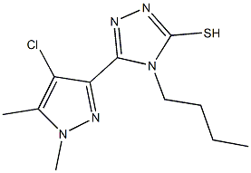 4-butyl-5-(4-chloro-1,5-dimethyl-1H-pyrazol-3-yl)-4H-1,2,4-triazole-3-thiol Struktur