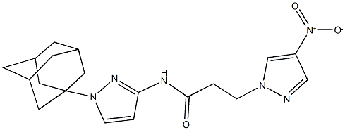 N-[1-(1-adamantyl)-1H-pyrazol-3-yl]-3-{4-nitro-1H-pyrazol-1-yl}propanamide Struktur