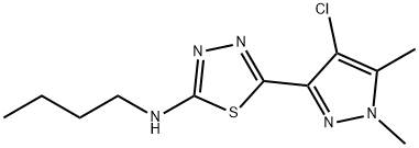 N-butyl-N-[5-(4-chloro-1,5-dimethyl-1H-pyrazol-3-yl)-1,3,4-thiadiazol-2-yl]amine Struktur