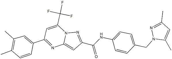 5-(3,4-dimethylphenyl)-N-{4-[(3,5-dimethyl-1H-pyrazol-1-yl)methyl]phenyl}-7-(trifluoromethyl)pyrazolo[1,5-a]pyrimidine-2-carboxamide Struktur