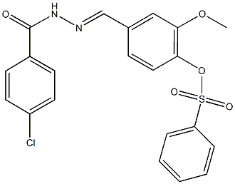 4-[2-(4-chlorobenzoyl)carbohydrazonoyl]-2-methoxyphenyl benzenesulfonate Struktur