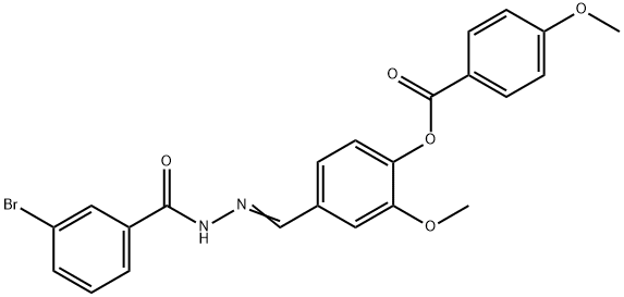 4-[2-(3-bromobenzoyl)carbohydrazonoyl]-2-methoxyphenyl 4-methoxybenzoate Struktur