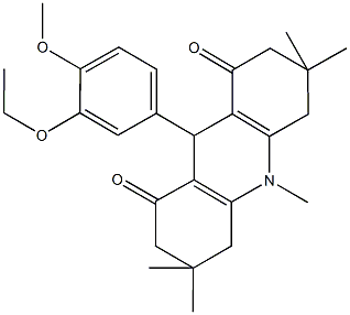 9-(3-ethoxy-4-methoxyphenyl)-3,3,6,6,10-pentamethyl-3,4,6,7,9,10-hexahydro-1,8(2H,5H)-acridinedione Struktur