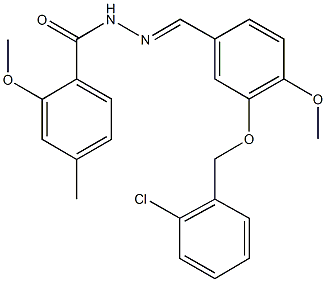 N'-{3-[(2-chlorobenzyl)oxy]-4-methoxybenzylidene}-2-methoxy-4-methylbenzohydrazide Struktur