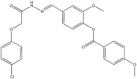 4-{2-[(4-chlorophenoxy)acetyl]carbohydrazonoyl}-2-methoxyphenyl 4-methoxybenzoate Struktur