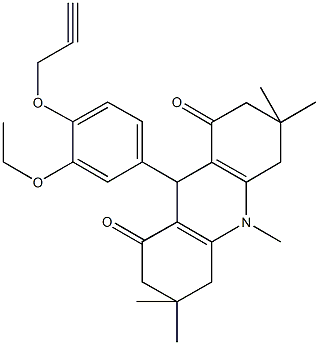 9-[3-ethoxy-4-(2-propynyloxy)phenyl]-3,3,6,6,10-pentamethyl-3,4,6,7,9,10-hexahydro-1,8(2H,5H)-acridinedione Struktur