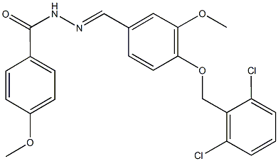 N'-{4-[(2,6-dichlorobenzyl)oxy]-3-methoxybenzylidene}-4-methoxybenzohydrazide Struktur