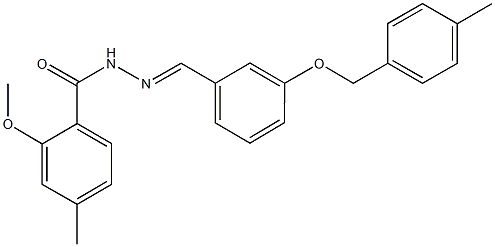 2-methoxy-4-methyl-N'-{3-[(4-methylbenzyl)oxy]benzylidene}benzohydrazide Struktur