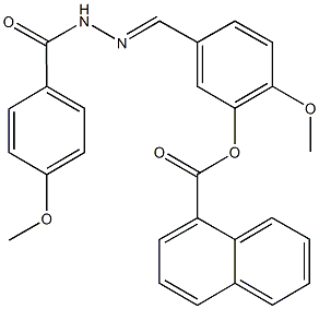 2-methoxy-5-[2-(4-methoxybenzoyl)carbohydrazonoyl]phenyl 1-naphthoate Struktur