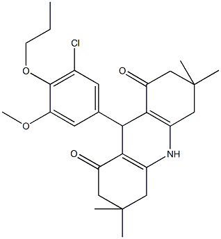 9-(3-chloro-5-methoxy-4-propoxyphenyl)-3,3,6,6-tetramethyl-3,4,6,7,9,10-hexahydro-1,8(2H,5H)-acridinedione Struktur