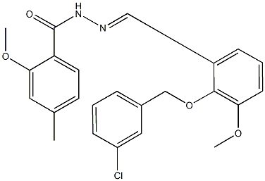 N'-{2-[(3-chlorobenzyl)oxy]-3-methoxybenzylidene}-2-methoxy-4-methylbenzohydrazide Struktur