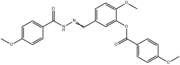 2-methoxy-5-[2-(4-methoxybenzoyl)carbohydrazonoyl]phenyl 4-methoxybenzoate Struktur