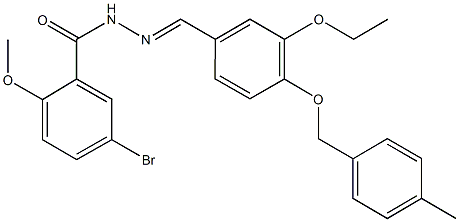 5-bromo-N'-{3-ethoxy-4-[(4-methylbenzyl)oxy]benzylidene}-2-methoxybenzohydrazide Struktur