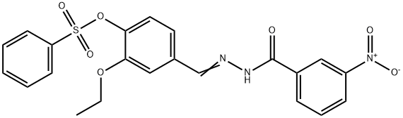 2-ethoxy-4-(2-{3-nitrobenzoyl}carbohydrazonoyl)phenyl benzenesulfonate Struktur