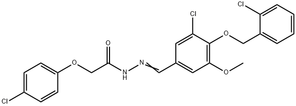 N'-{3-chloro-4-[(2-chlorobenzyl)oxy]-5-methoxybenzylidene}-2-(4-chlorophenoxy)acetohydrazide Struktur