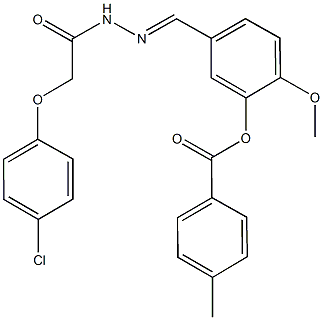 5-{2-[(4-chlorophenoxy)acetyl]carbohydrazonoyl}-2-methoxyphenyl 4-methylbenzoate Struktur