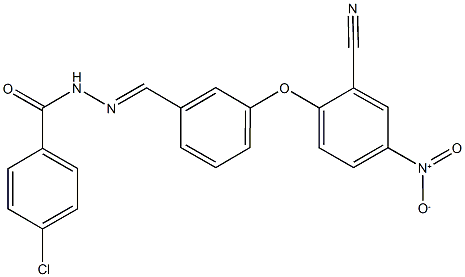 4-chloro-N'-(3-{2-cyano-4-nitrophenoxy}benzylidene)benzohydrazide Struktur