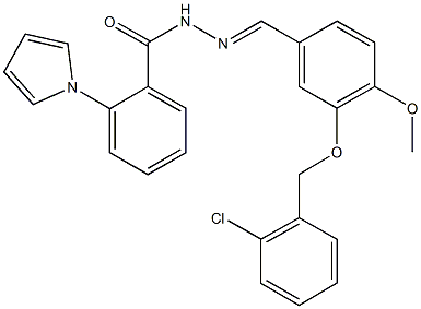 N'-{3-[(2-chlorobenzyl)oxy]-4-methoxybenzylidene}-2-(1H-pyrrol-1-yl)benzohydrazide Struktur