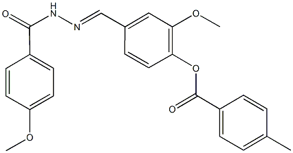 2-methoxy-4-[2-(4-methoxybenzoyl)carbohydrazonoyl]phenyl 4-methylbenzoate Struktur