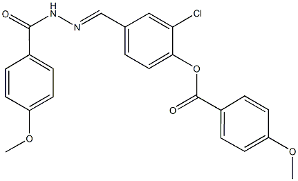 2-chloro-4-[2-(4-methoxybenzoyl)carbohydrazonoyl]phenyl 4-methoxybenzoate Struktur