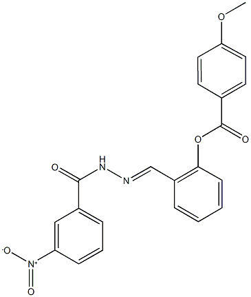 2-(2-{3-nitrobenzoyl}carbohydrazonoyl)phenyl 4-methoxybenzoate Struktur