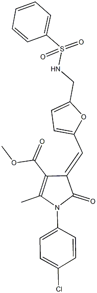 methyl 1-(4-chlorophenyl)-2-methyl-5-oxo-4-[(5-{[(phenylsulfonyl)amino]methyl}-2-furyl)methylene]-4,5-dihydro-1H-pyrrole-3-carboxylate Struktur