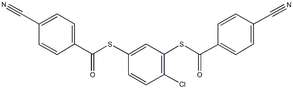 S-{2-chloro-5-[(4-cyanobenzoyl)sulfanyl]phenyl} 4-cyanobenzenecarbothioate Struktur