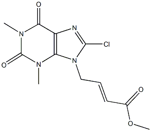 methyl 4-(8-chloro-1,3-dimethyl-2,6-dioxo-1,2,3,6-tetrahydro-9H-purin-9-yl)-2-butenoate Struktur