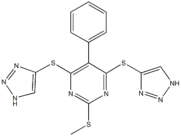 2-(methylsulfanyl)-5-phenyl-4,6-bis(1H-1,2,3-triazol-4-ylsulfanyl)pyrimidine Struktur