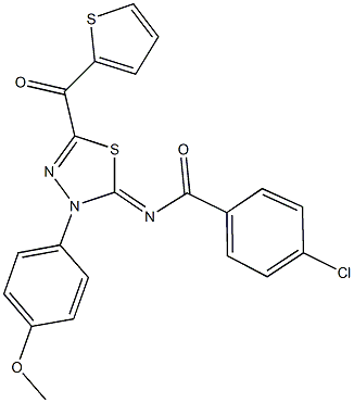 4-chloro-N-(3-(4-methoxyphenyl)-5-(2-thienylcarbonyl)-1,3,4-thiadiazol-2(3H)-ylidene)benzamide Struktur