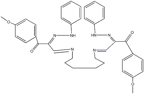 1-(4-methoxyphenyl)-3-[(6-{[3-(4-methoxyphenyl)-3-oxo-2-(phenylhydrazono)propylidene]amino}hexyl)imino]-1,2-propanedione 2-(phenylhydrazone) Struktur