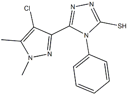 5-(4-chloro-1,5-dimethyl-1H-pyrazol-3-yl)-4-phenyl-4H-1,2,4-triazole-3-thiol Struktur