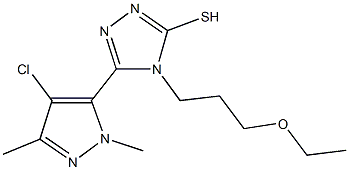 5-(4-chloro-1,3-dimethyl-1H-pyrazol-5-yl)-4-(3-ethoxypropyl)-4H-1,2,4-triazole-3-thiol Struktur