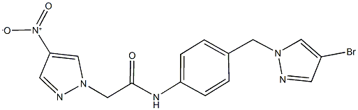 N-{4-[(4-bromo-1H-pyrazol-1-yl)methyl]phenyl}-2-{4-nitro-1H-pyrazol-1-yl}acetamide Struktur