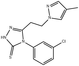 4-(3-chlorophenyl)-5-[2-(4-methyl-1H-pyrazol-1-yl)ethyl]-4H-1,2,4-triazole-3-thiol Struktur