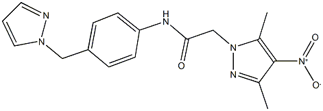 2-{4-nitro-3,5-dimethyl-1H-pyrazol-1-yl}-N-[4-(1H-pyrazol-1-ylmethyl)phenyl]acetamide Struktur