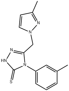 4-(3-methylphenyl)-5-[(3-methyl-1H-pyrazol-1-yl)methyl]-4H-1,2,4-triazole-3-thiol Struktur