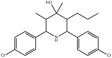 2,6-bis(4-chlorophenyl)-3,4-dimethyl-5-propyl-4-piperidinol Struktur